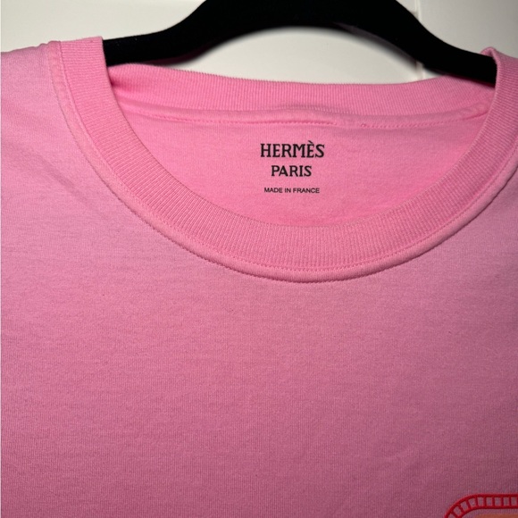 Hermes Pink T-Shirt with Orange Logo size 36 like new - Picture 2 of 5